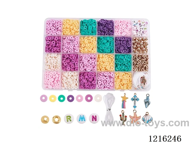 DIY Jewelry Set (Soft Ceramic + Alphabet Beads + Pendant + Spacer Beads + 6mm Gold Beads + Wire (24 compartments))