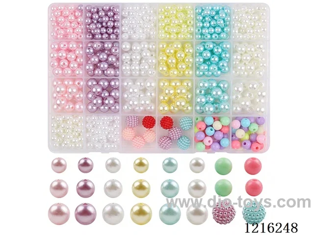 DIY Jewelry Set (6/8/10mm pearl + 8mm color bead + 12mm color bead + thread (24 compartments))