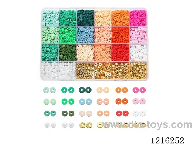 DIY Jewelry Set (Soft Pottery Pieces + Spacer Beads + 6mm Gold Beads/Pearls + Thread (24pcs))