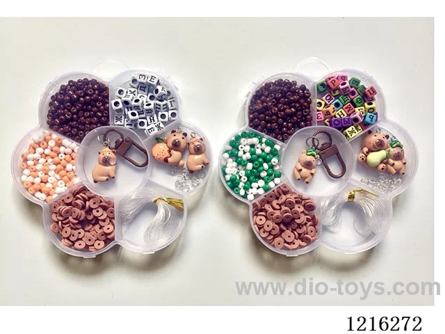 DIY Jewelry Set (4mm Rice Beads + Soft Ceramic + Alphabet Beads + Keychain + Pendant + Loop Wire (7 Grids)-2 Mixes)