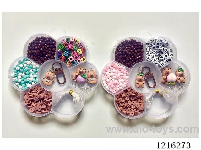 DIY Jewelry Set (4mm Rice Beads + Soft Ceramic + Alphabet Beads + Keychain + Pendant + Loop Wire (7 Grids)-2 Mixes)