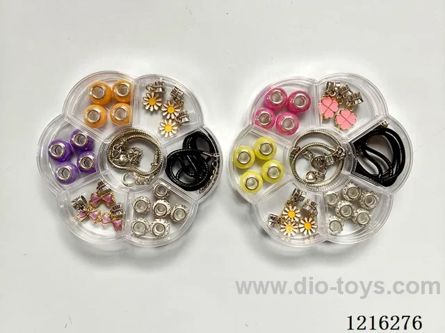 DIY Jewelry Set (Pandora Bracelet + Necklace (Big Hole Bead + Pendant)-2 Mixed)