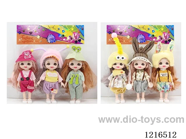 6inch 16CM 13 joint solid body 3D eye doll 3PCS （Mixed Pack）