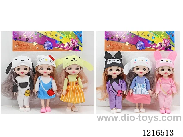 6inch 16CM 13 joint solid body 3D eye doll 3PCS （Mixed Pack）