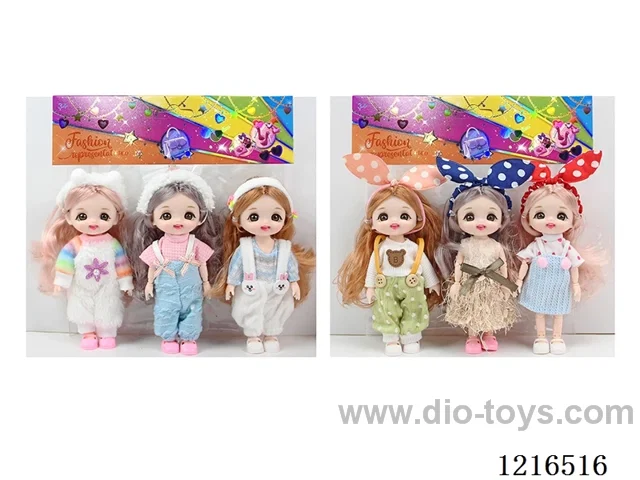 6inch 16CM 13 joint solid body 3D eye doll 3PCS （Mixed Pack）
