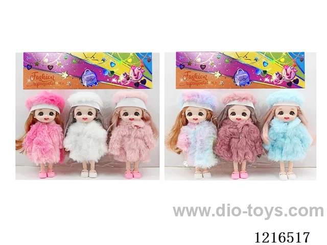6inch 16CM 13 joint solid body 3D eye doll 3PCS （Mixed Pack）