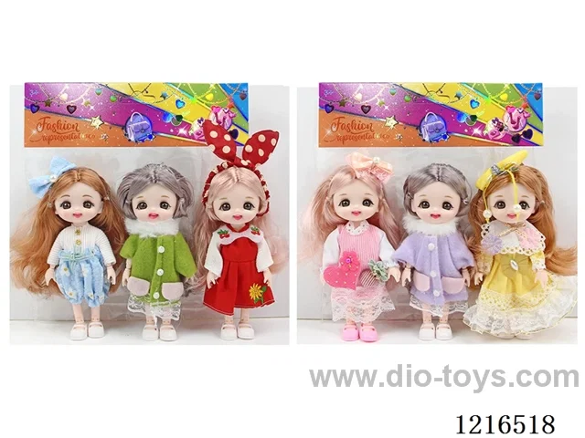 6inch 16CM 13 joint solid body 3D eye doll 3PCS （Mixed Pack）