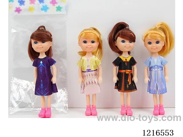 4.5inch 14CM 5 joint solid body color printing eyes doll （Mixed Pack）