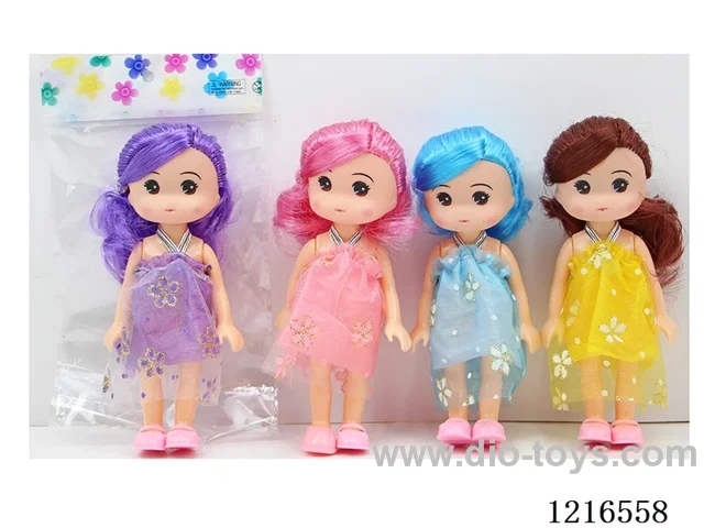 6inch 5 joint 15CM solid body color printing eyes doll 4 mixed