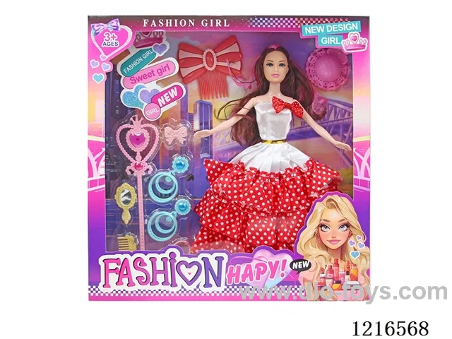 11inch 5 joint 28CM solid body color printing eyes Barbie （Mixed Pack）