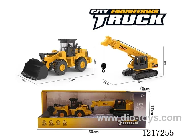 Free Wheel + Inertia-Plastic bulldozer + crane (included battery)