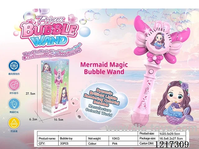 TPR Mermaid Magic Wand Bubble Machine -with light