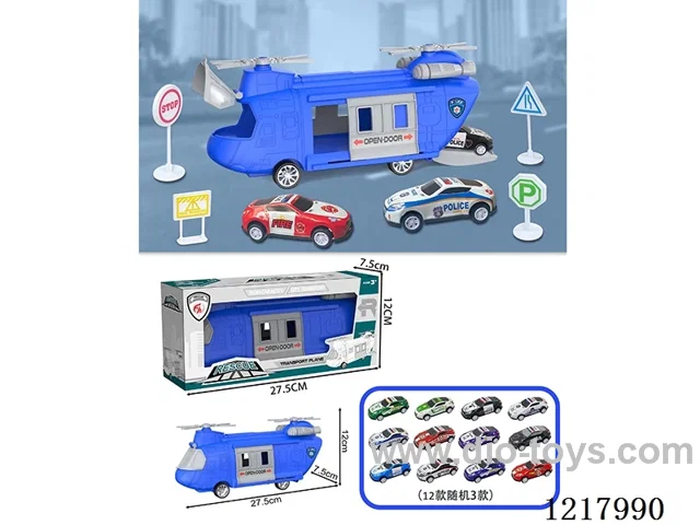 Stowage Police Scenario Inertia Transport Plane + 3 Tin Car Road Signs