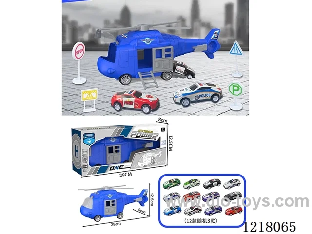 Stowage Police Scenario Inertia Transport Plane + 3 Tin Car Road Signs