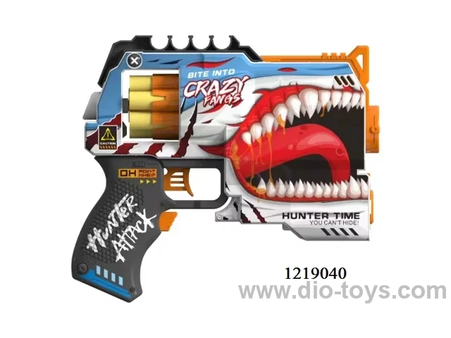 B/O UV-printed soft bullet gun in display box