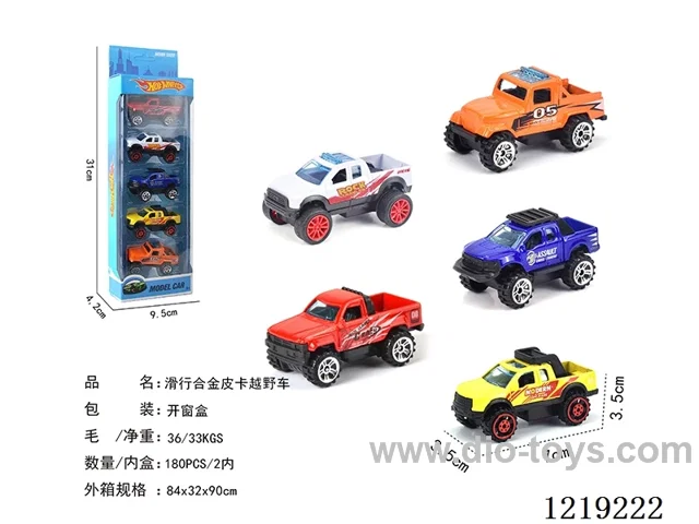 5PCS Free Wheel Alloy Car