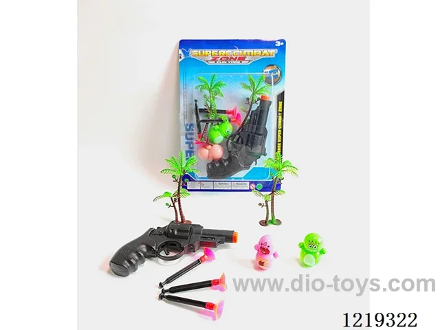 Revolver with 3 bullets, handcuffs, coconut tree *2
