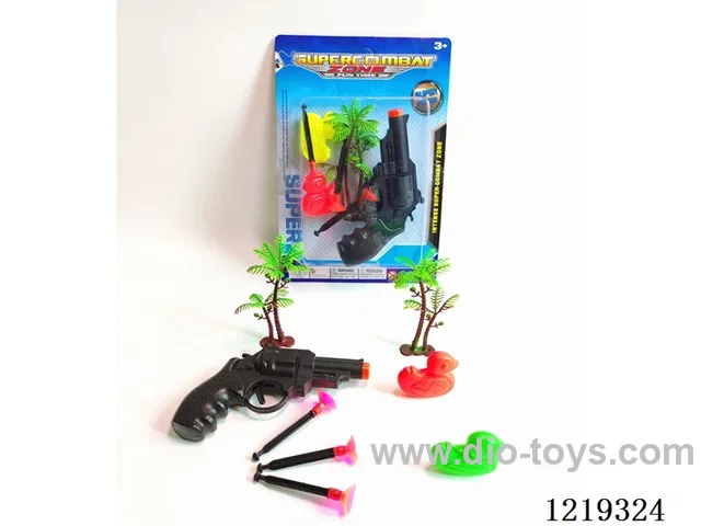 Revolver with 3 bullets, Duck *2, Coconut Tree *2