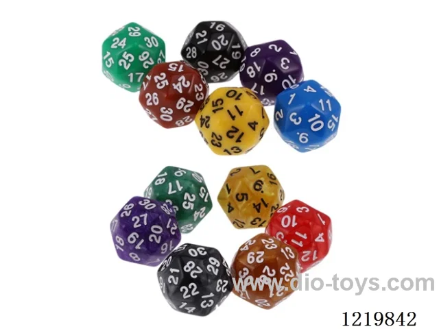 30 Sided Color Dice with Numbers