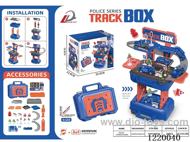 2-in-1 Track Parking Lot Police Tote (four random cars)
