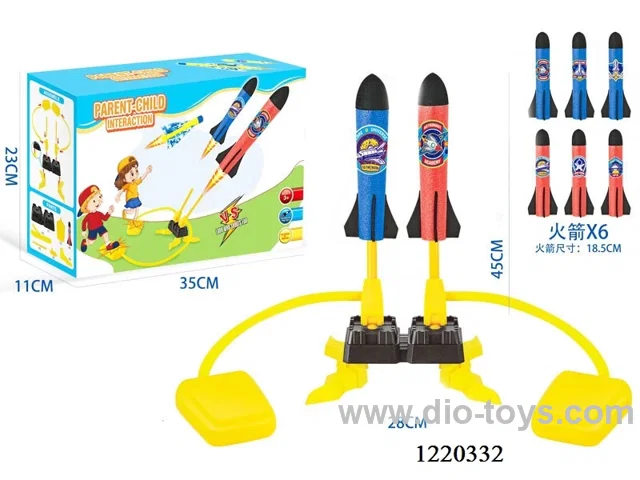 Dual Stomp Rocket Launcher Toy With 6 Foam Rockets |Shoots Up to 100 Feet in color box