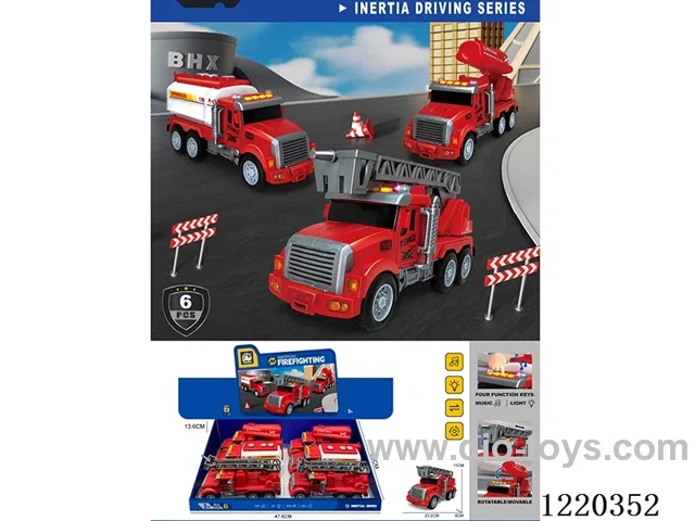 Inertia fire truck 3 colors mixing 6pcs/box