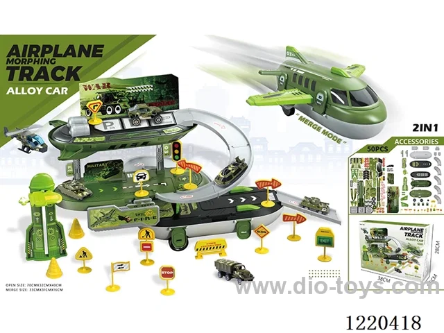 Aircraft Storage Alloy Military Parking Lot (50PCS-alloy car*1+road sign)