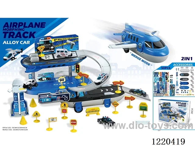 Aircraft Storage Alloy Police Car Parking Lot (50PCS-alloy car*1+road sign)