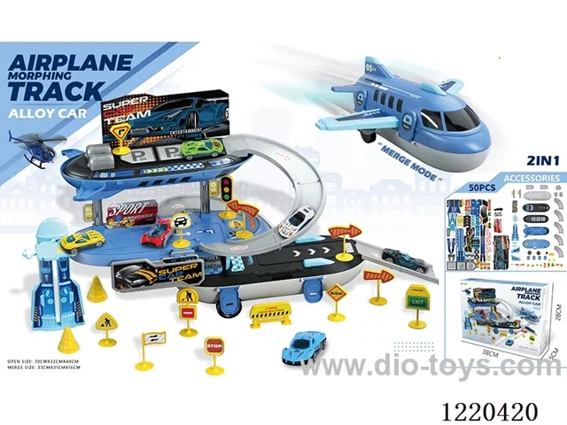 Aircraft Storage Alloy Sports Car Parking Lot (50PCS-alloy car*1+road sign)