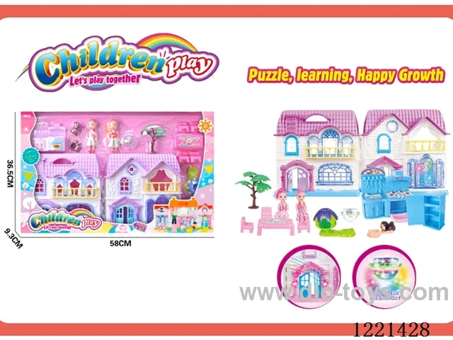 Barbie Villa set (with lights/doorbell/dog sound, 2AA not included, colorful chandelier includes 3*AG13)
