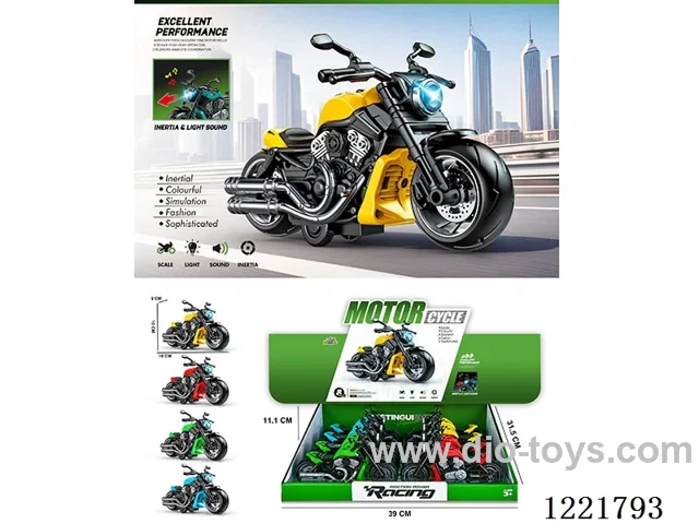 Inertia motorcycle (Harley) with sound and light (included battery)