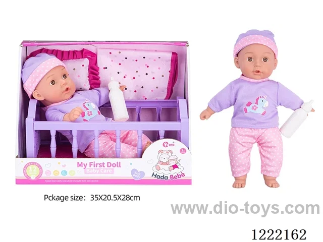 14 inch Cotton Body Doll Crib Set with 12 IC（included 3*AG13）