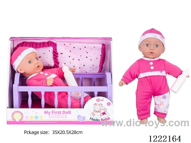 14 inch Cotton Body Doll Crib Set with 12 IC（included 3*AG13）