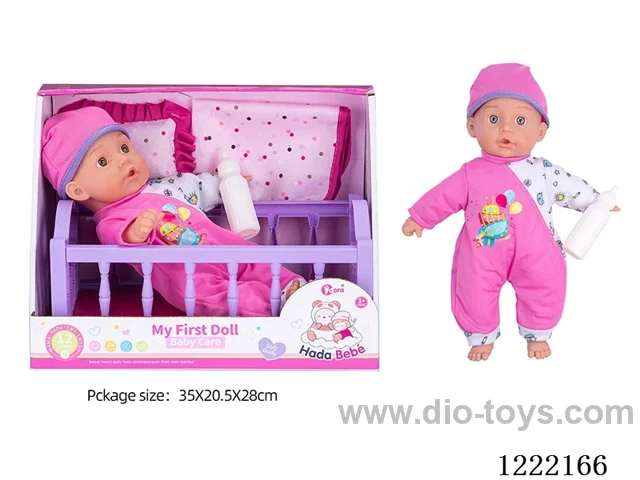 14 inch Cotton Body Doll Crib Set with 12 IC（included 3*AG13）