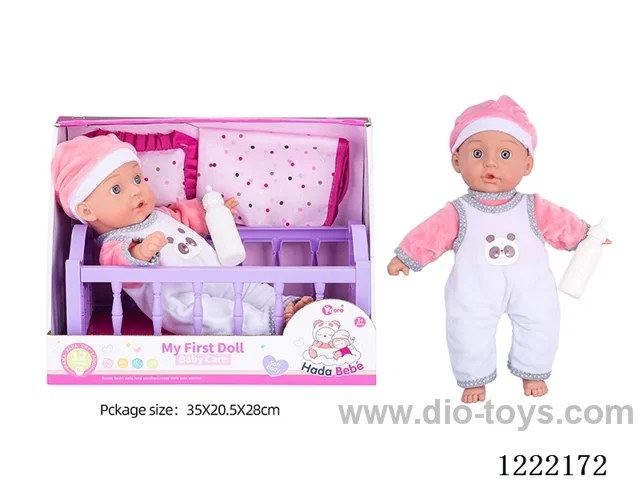 14 inch Cotton Body Doll Crib Set with 12 IC（included 3*AG13）