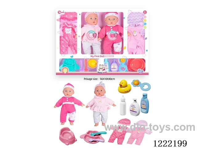 2PCS 14 inch Cotton Body Doll set with 12 IC（included 3*AG13）