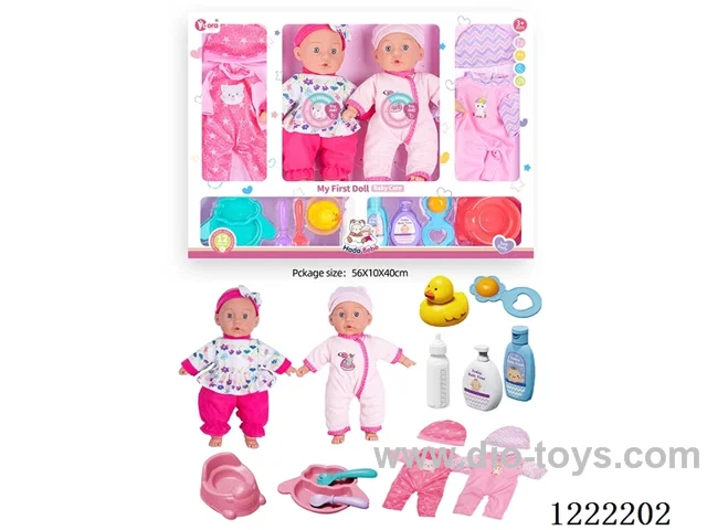 2PCS 14 inch Cotton Body Doll set with 12 IC（included 3*AG13）