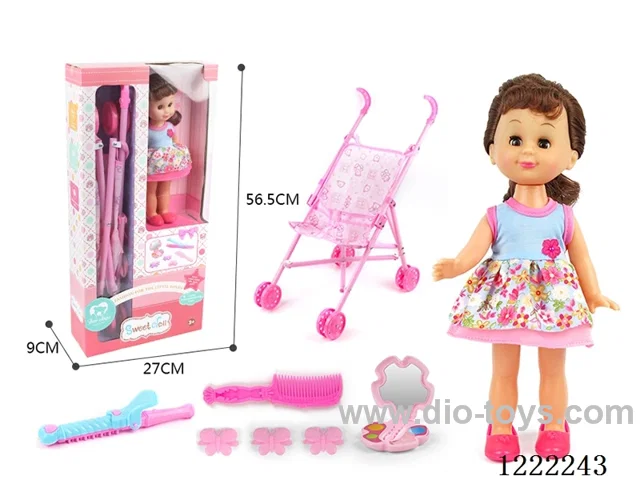 14 inch doll with stroller