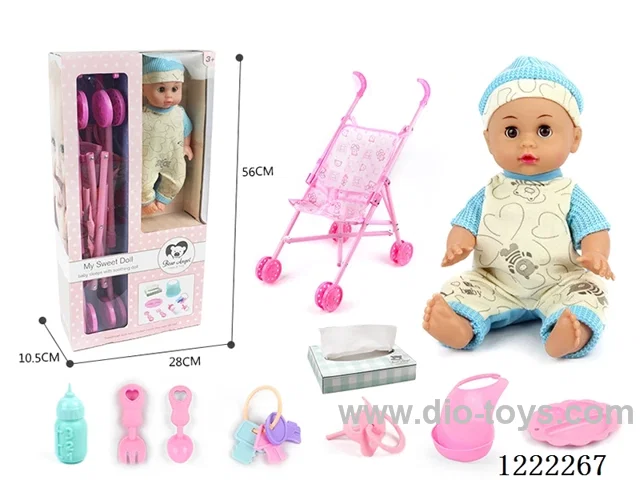 14 inch doll set with cart w/ 12 IC +Drinking/ peeing included 3*AG13
