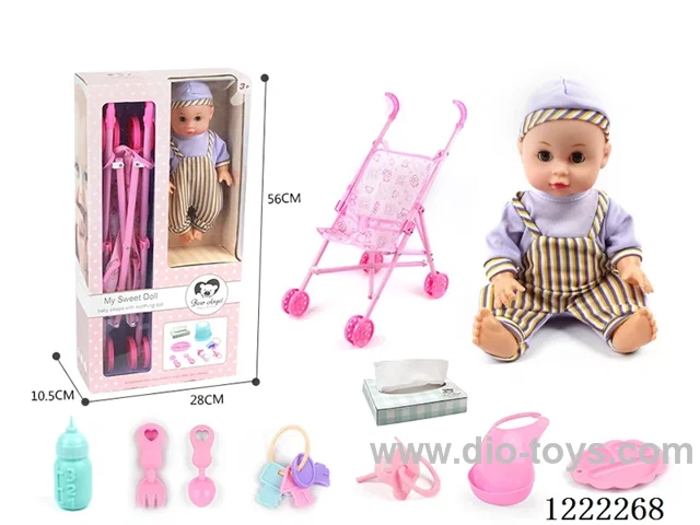 14 inch doll set with cart w/ 12 IC +Drinking/ peeing included 3*AG13