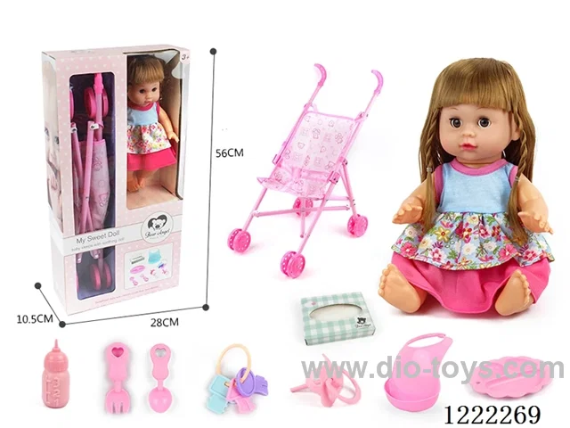 14 inch doll set with cart w/ 12 IC +Drinking/ peeing included 3*AG13