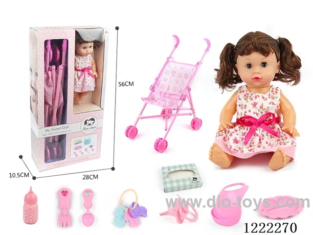 14 inch doll set with cart w/ 12 IC +Drinking/ peeing included 3*AG13