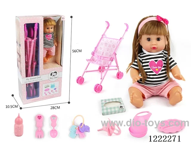 14 inch doll set with cart w/ 12 IC +Drinking/ peeing included 3*AG13