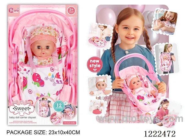 14 inch Vinyl Doll 3-in-1 Carrying Case W/12 IC（Drinking/ peeing/ doll included 3*AG13）