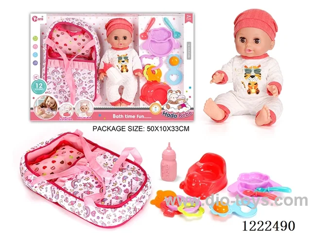 14 inch Vinyl Doll Carrier Care Set W/12 IC（Drinking/ peeing/ doll included 3*AG13）