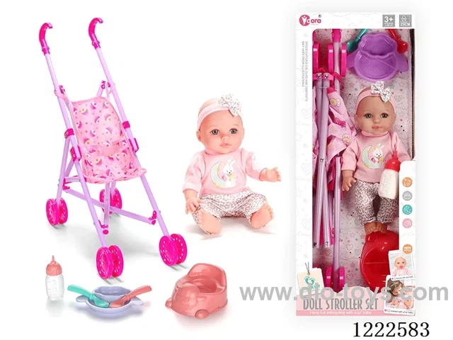 12 inch Vinyl Doll Stroller Set W/4 IC (included 3*AG3)