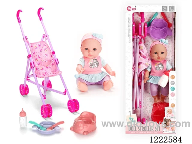 12 inch Vinyl Doll Stroller Set W/4 IC (included 3*AG3)