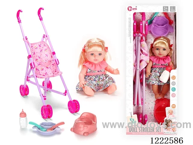 12 inch Vinyl Doll Stroller Set W/4 IC (included 3*AG3)