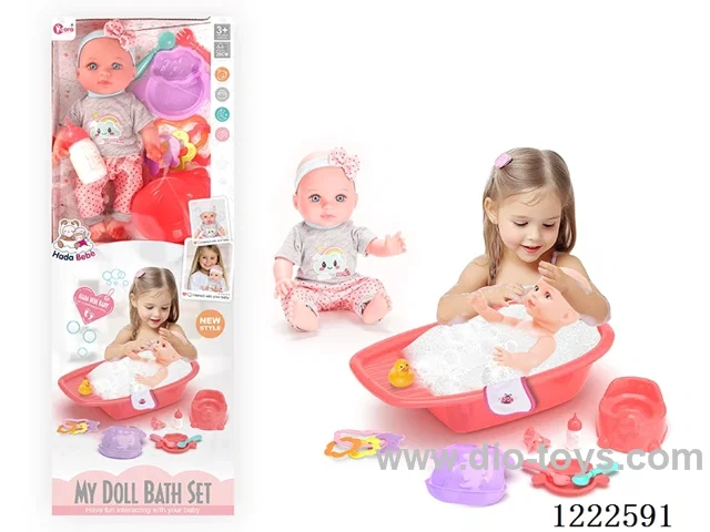 12 inch Vinyl Doll Bath Set W/4 IC (included 3*AG3)