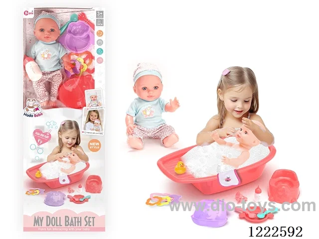 12 inch Vinyl Doll Bath Set W/4 IC (included 3*AG3)